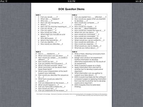 A Screenshot Of The Dok Question Items In An Ipad App That Is Open