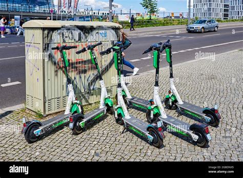 Berlin, Germany - July 29, 2021: Scooter with electric drive for rent ...