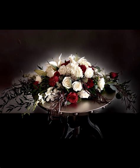 Burgundy, White and Red Head Table Centerpiece - Las Vegas Flowers