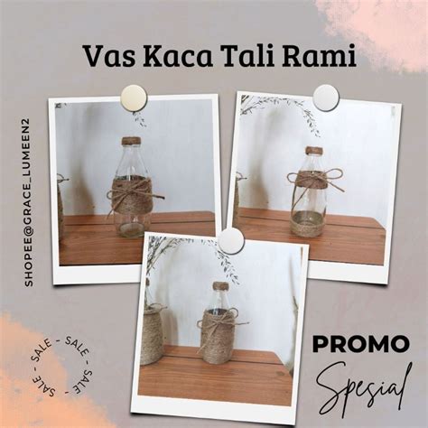 Jual TERMURAH Vas Botol Kaca Tali Rami 250ml Shopee Indonesia