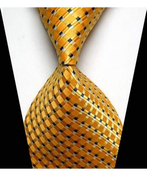 New Classic Yellow Jacquard Woven Silk Men S Tie Necktie Golden