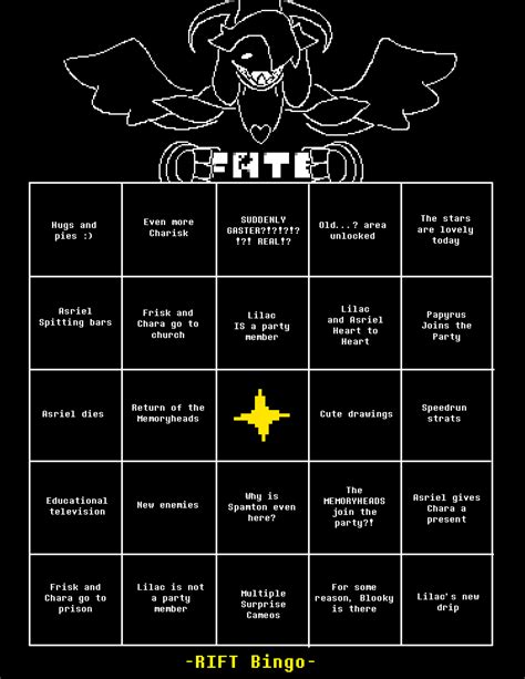 Rift Part 1 Drops This Saturday Heres The Bingo Undertale