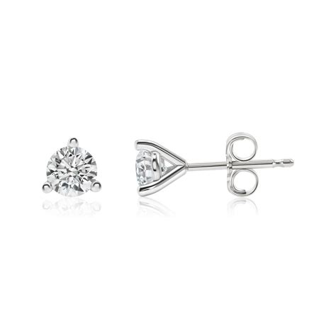 K White Gold Lab Created Diamond Prong Martini Push Back Stud