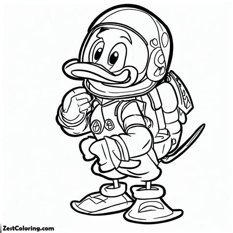 Donald Duck On The Astronaut Spacesuit Is Ready For The Mission Coloring Page : Coloring for ...