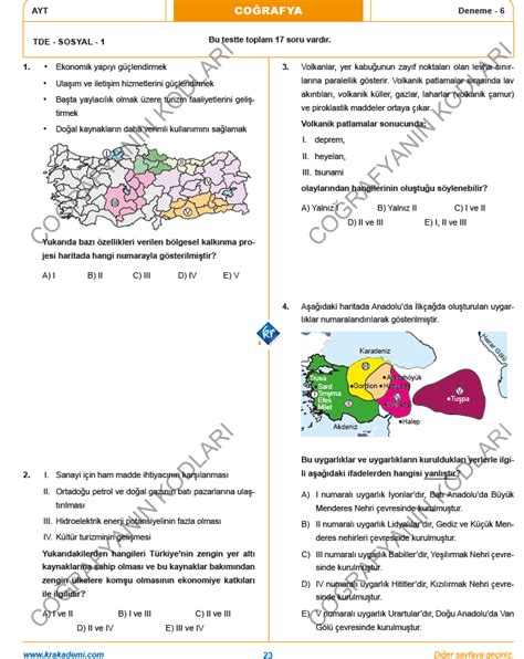 Co Rafyan N Kodlar Ayt Co Rafya Deneme Soru Z M Pdf