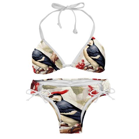 Woodpecker Detachable Sponge Adjustable Strap Bikini Set Two Pack