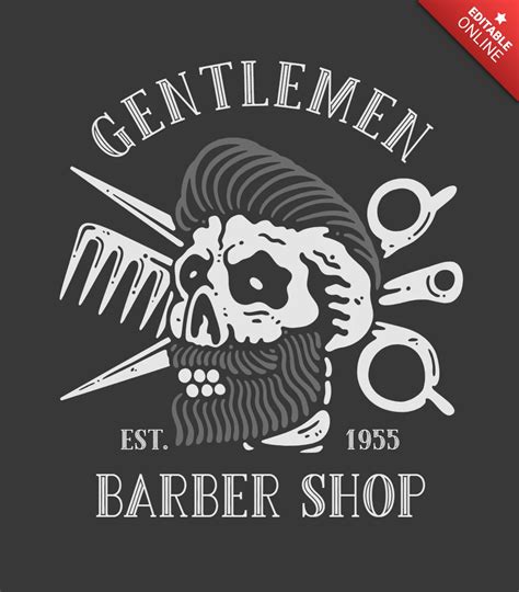 Gothic Skull Retro Barbershop Printable Poster Design Free Design