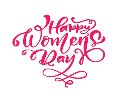 Frase de caligrafía rosa feliz día de la mujer letras dibujadas a mano