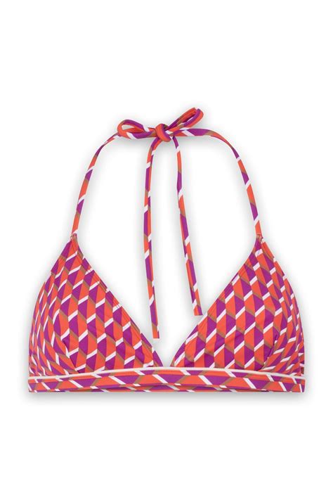 Maillot de bain haut de bikini triangle imprimé Triangle l agitateur zellige Orange Apnee