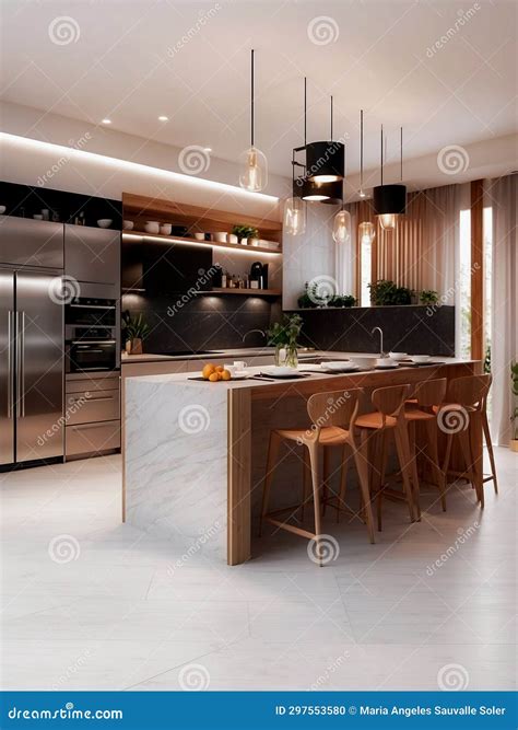 Illustration of a Modern Kitchen with Design Furniture Stock ...