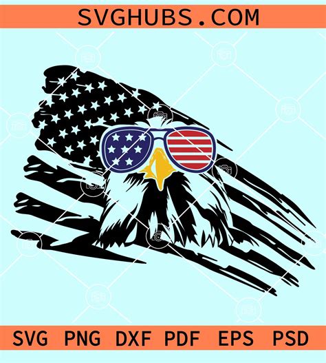 Eagle Through Flag With Patriotic Sunglasses Svg Eagle With American