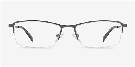 Hatch Rectangle Gunmetal Semi Rimless Eyeglasses Eyebuydirect