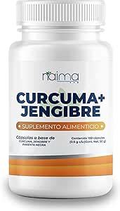 NAIMA Cúrcuma Jengibre 100 Cápsulas Suplemento Alimenticio 100