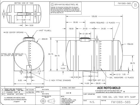 1065 Gallon Horizontal Drainable Leg Tank