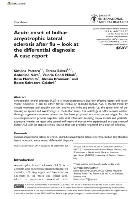 (PDF) Acute onset of bulbar amyotrophic lateral sclerosis after flu ...