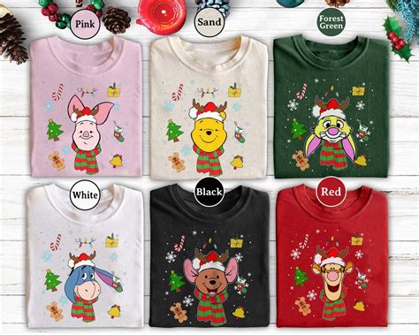 Disney Santa Winnie The Pooh Group Christmas Shirt Winnie The Etsy