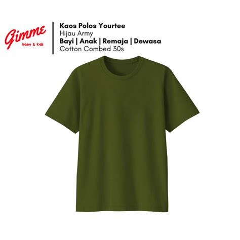 Jual Kaos Polos Hijau Army Bayi Sampai Dewasa Cotton Combed Shopee