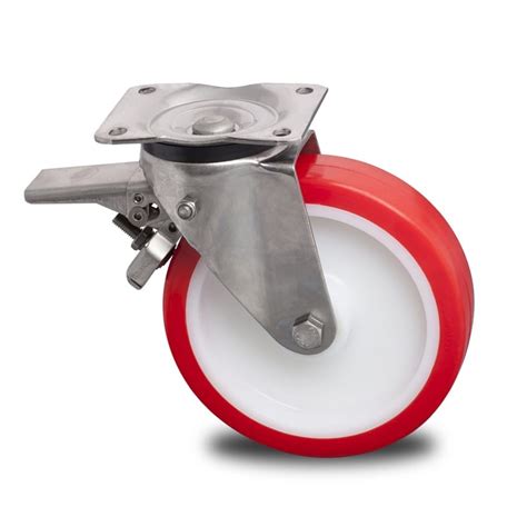 Stainless Steel Swivel Castor With Brake Injected Polyurethane