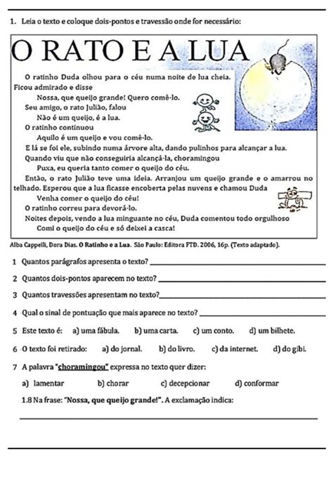 Texto 4 Ano Fundamental - Atividades de português 4º ano de interpretação de texto e gramática