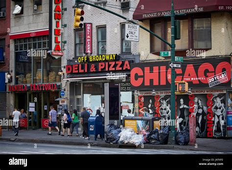 New York City, Manhattan, 8th Avenue and 45 Street Takeaway shops with ...