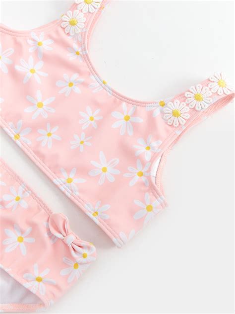 LCW Kids Pembe Bisiklet Yaka Çiçekli Kız Bebek Bikini Takımı S CP Z LSZ LCW