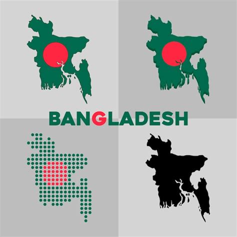 Premium Vector Bangladesh Map Outline Map And Flag Of The Country Of