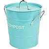 Light Blue Metal Kitchen Compost Caddy Composting Bin For Food Waste