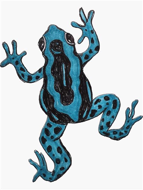 "blue frog drawing" Sticker for Sale by maddygauks | Redbubble