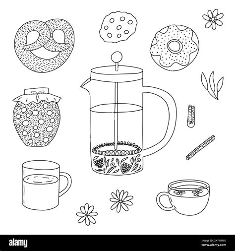 Vector Doodle Tea Ceremony Set Stock Vector Image Art Alamy