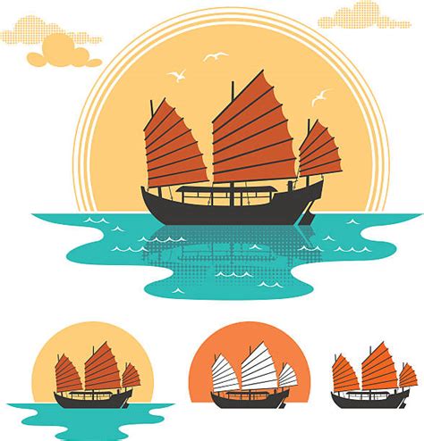 230 Chinese Junk Boat Stock Illustrations Royalty Free Vector