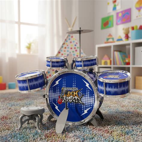 Bateria Infantil 4 Anos - Bateria Para Criança Musical Infantil Com Pedal E Banco Rock | Shopee ...