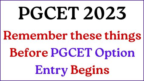 PGCET 2023 Remember These Before PGCET 2023 Option Entry Begin PGCET