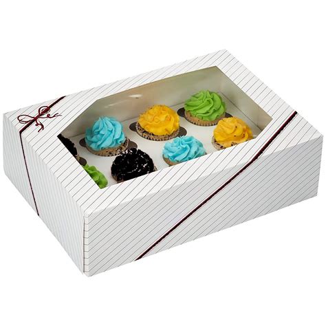 8 Sets Window Cupcake Box With Inserts 14″ X 10″ X 4 Automatic Clay