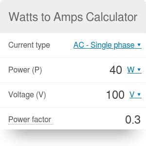 Watts To Amps Calculator Omni