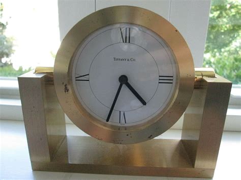 Tiffany And Co Brass Swivel Desk Clock Heavy Brass W New Battery Works Great 3864314618