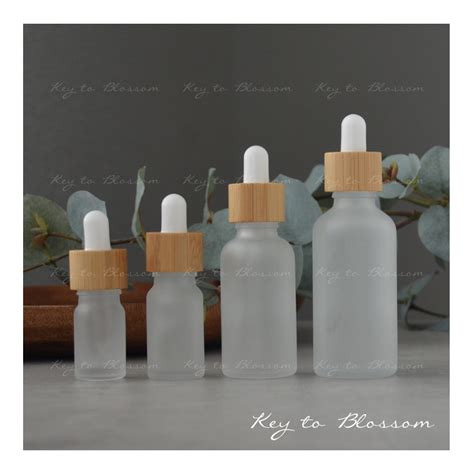 Glass Dropper Bottles Set Of 4 5 50ml Bamboo Cap Frosted Glass Dropper Bottles