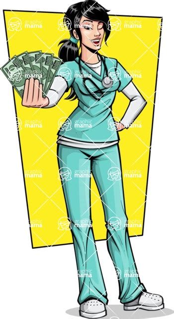 Pop Art Style Female Nurse Cartoon Character Shape Graphicmama