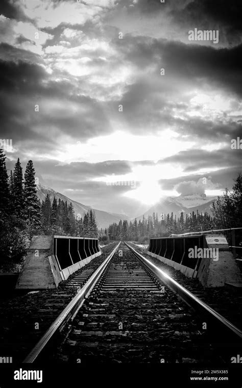 Train Tracks,Banff National Park Canada Stock Photo - Alamy