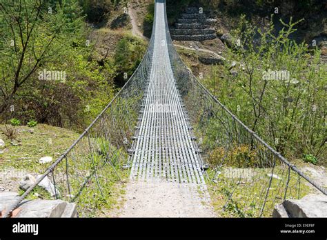 Suspension Bridge On Annapurna Circuit Most Popular Tourists Trek In