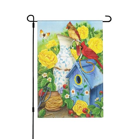 Newhomestyle Spring Summer Bird Garden Flag 12 X 18 Inch Butterfly