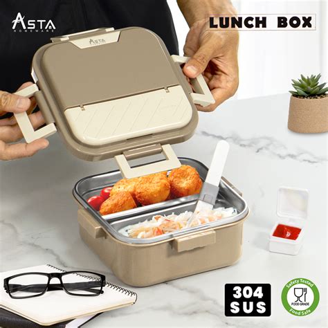 Asta Kotak Makan Stainless Steel 304 Lunch Box 2 Sekat - Asta Homeware