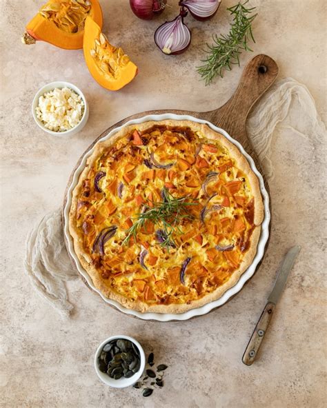 Vegetarische Kürbis Quiche mit Feta Rezept Sweets Lifestyle