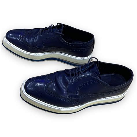 Prada Mens Blue Shoes Platform Gem