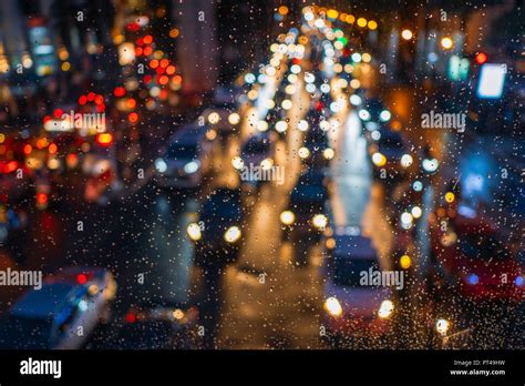 Traffic Jam In Rainy Day Stock Photo Alamy