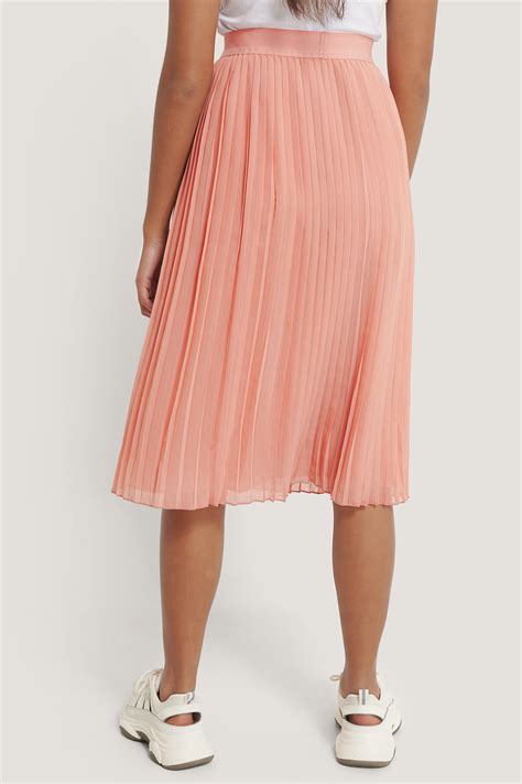 Pleated Midi Skirt Pink Na