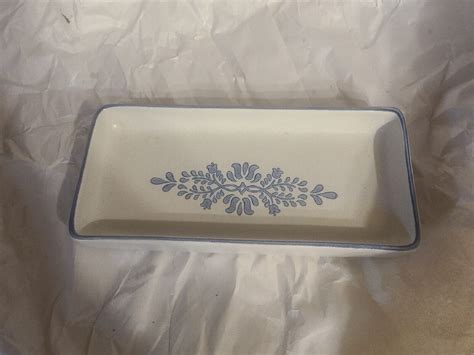 Pfaltzgraff Yorktowne Butter Relish Serving Dish White Blue Floral 716