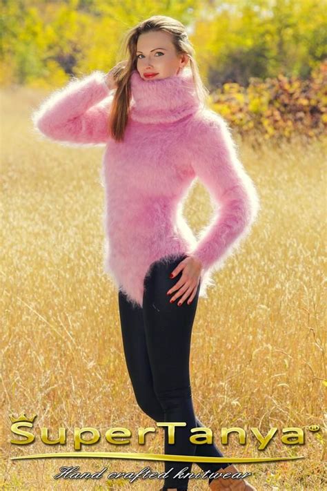 Pink Fuzzy Mohair Bodysuit With Extra Long Turtleneck Size S Etsy