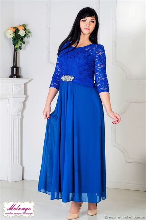 Plus size! Роскошное длинное платье с кружевом и шифоновой юбкой ...