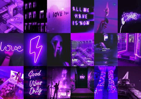 Purple Neon Aesthetic Photo Collage Euphoria Purple Wall Collage Kit ...