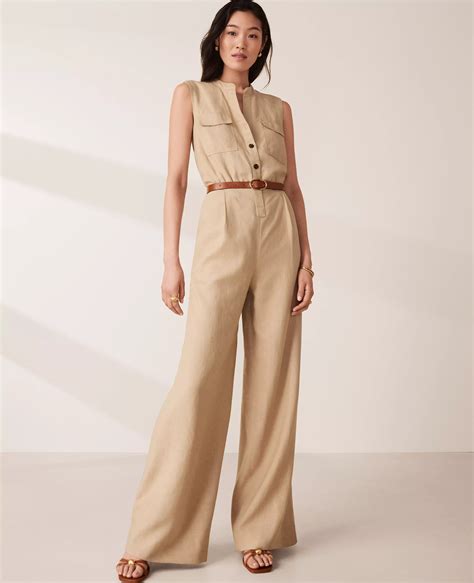 Split Neck Sleeveless Wide Leg Jumpsuit